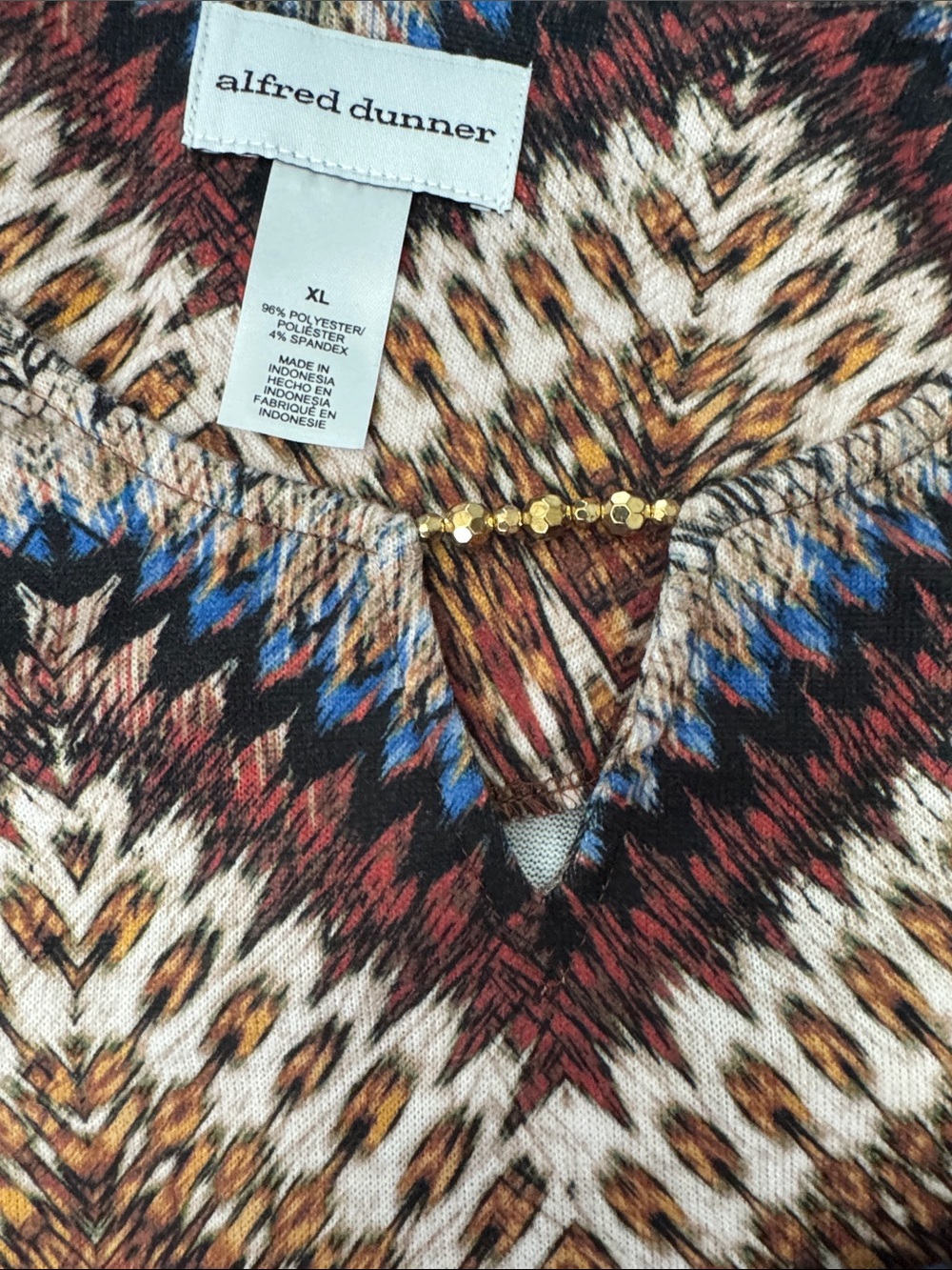 Alfred Dunner Red, Brown, Purple & Blue Patterned Women's Knit Tops Trio lot #8 - Picture 4 of 5